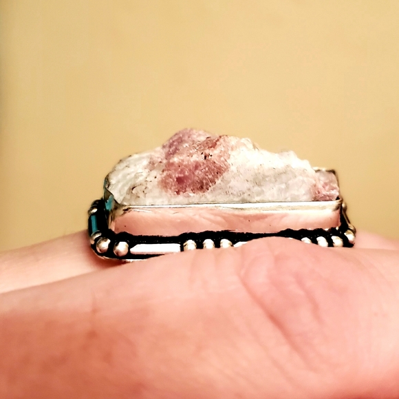 New Rough Pink Tourmaline 925 Silver Ring. - Picture 6 of 11